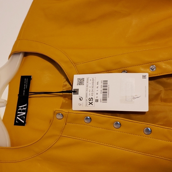 Zara Faux Leather Mustard Jacket- XS - Picture 2 of 3